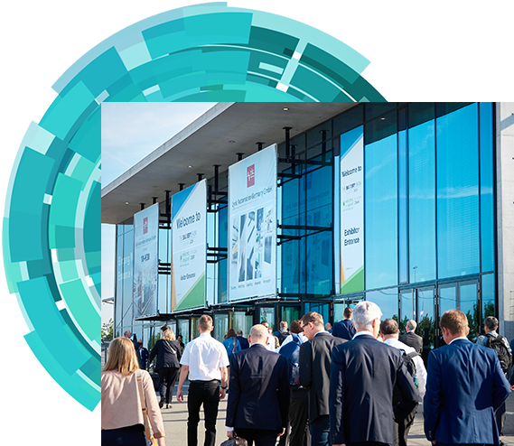 Attendees entering Messe Stuttgart
