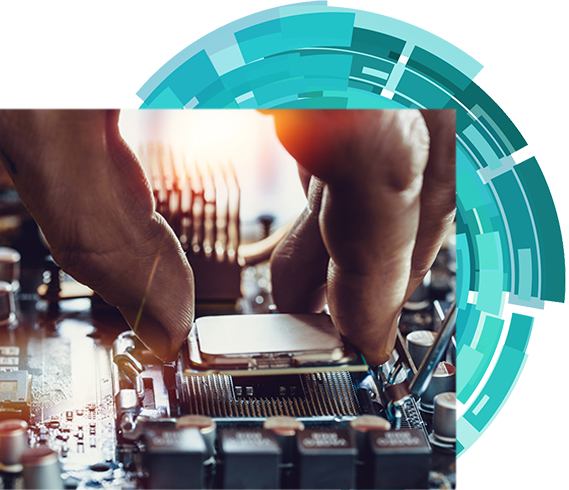 Engineer fixing computer