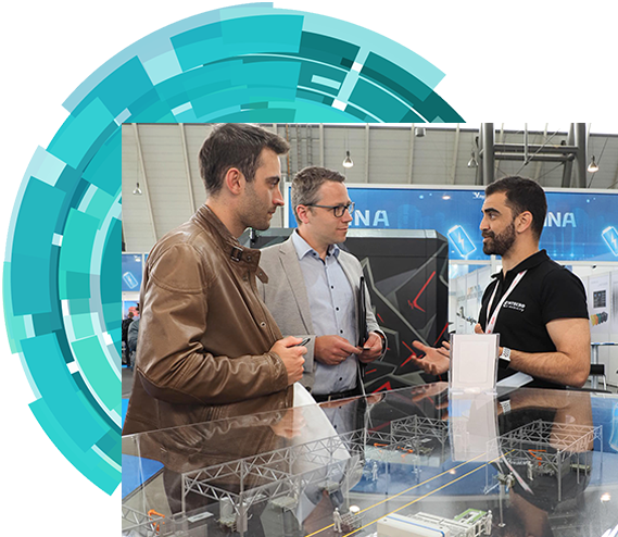 Exhibitor speaking to customers at The Battery Show Europe